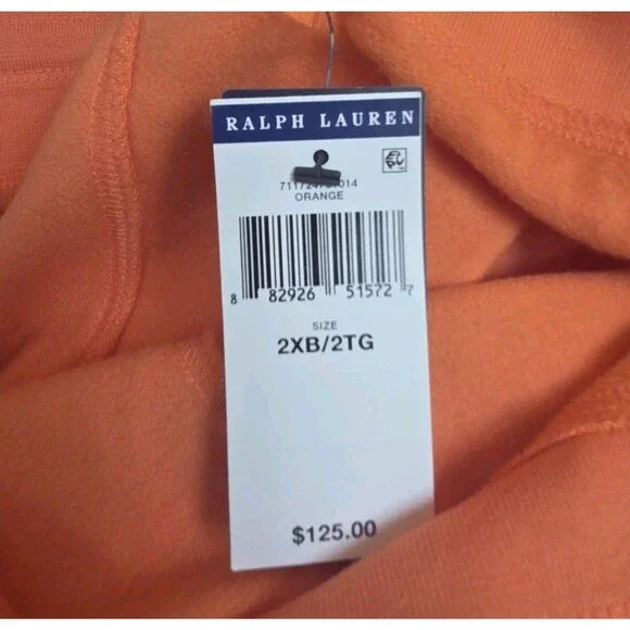 NEW Polo Ralph Lauren Men's Size 2XB Orange Fleece Jogger Sweatpants 2XL Big